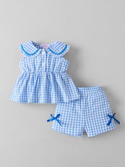 Hopscotch - Blue Checks Top and Shorts