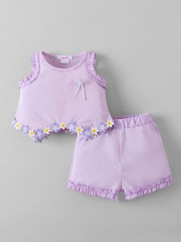 Hopscotch - Purple Embellished Top and Shorts