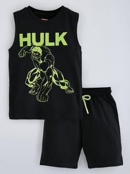 Hopscotch - Black Printed T-shirt and Shorts