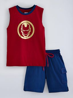 Hopscotch - Red Printed T-shirt and Shorts