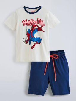 Hopscotch - Off White Printed T-shirt and Shorts