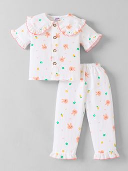 Hopscotch - White Printed Shirt and Pyjama