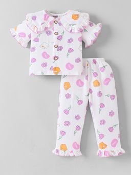 Hopscotch - White Printed Shirt and Pyjama