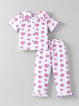 Hopscotch - White Printed Shirt and Pyjama