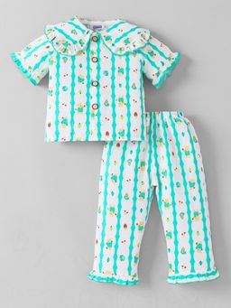 Hopscotch - White Printed Shirt and Pyjama