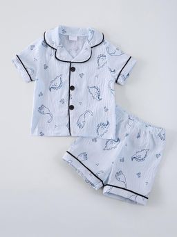 Hopscotch - Aqua Printed Shirt and Shorts