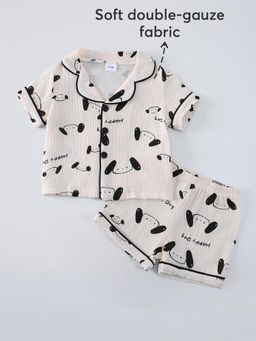 Hopscotch - Beige Printed Shirt and Shorts