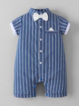 Hopscotch - Navy Blue Stripes Romper