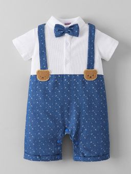 Hopscotch - Navy Blue Printed Romper