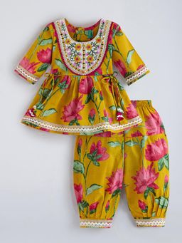 Hopscotch - Yellow Floral Kurta and Sharara