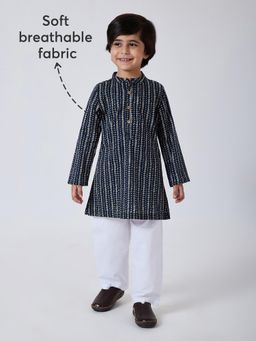 Hopscotch - Black Printed Kurta and Pyjama