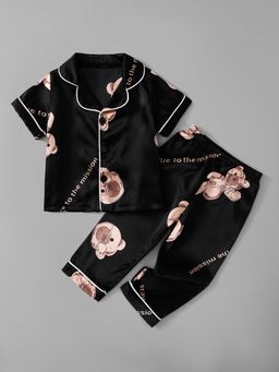 Hopscotch - Black Printed Shirt and Pyjama