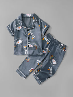 Hopscotch - Grey Printed Shirt and Pyjama