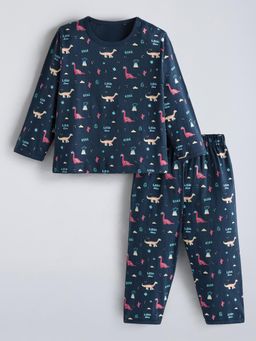 Hopscotch - Navy Blue Printed T-Shirt and Pyjama