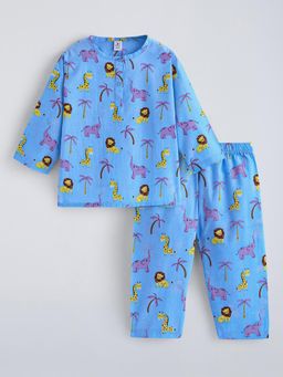 Hopscotch - Blue Printed Shirt and Pyjama