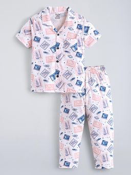 Hopscotch - Peach Printed Shirt and Pyjama