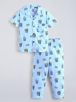 Hopscotch - Blue Printed Shirt and Pyjama