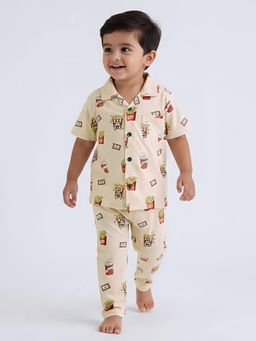 Hopscotch - Cream Printed Shirt and Pyjama