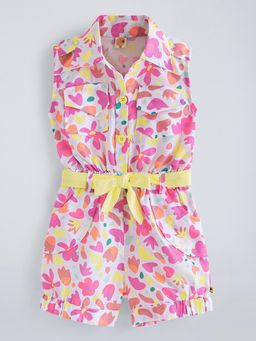 Hopscotch - Multi-Color Floral Playsuit