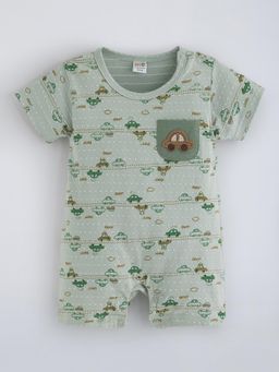 Hopscotch - Olive Printed Romper
