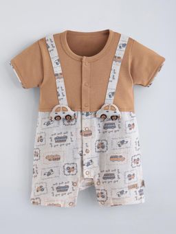 Hopscotch - Brown Printed Romper