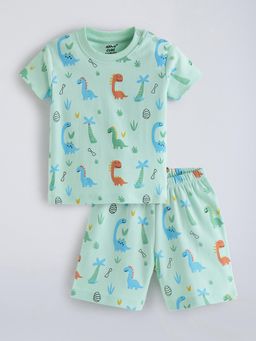 Hopscotch - Green Printed T-Shirt and Shorts