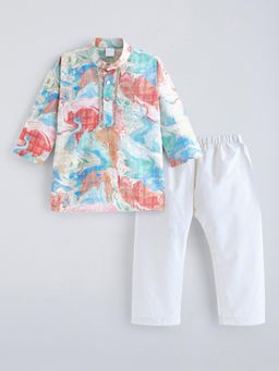 Hopscotch - Multi-Color Printed Kurta and Pyjama