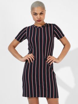 PINACOLADA - Women Navy Blue Striped Regular Fit Dress