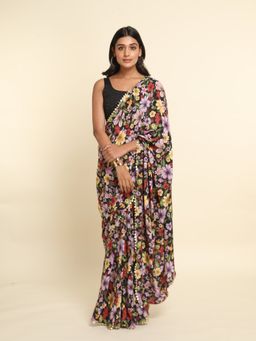 Suta - Multi-Color Printed Liva Saree