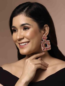 PANASH - Artificial Beads Square Drop Earrings