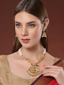 PANASH - White Brass Necklace with Earrings (Set of 2)