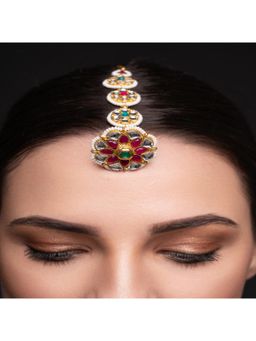 PANASH - Multi-Color Kundan Studded Gold-Plated Maangtikka