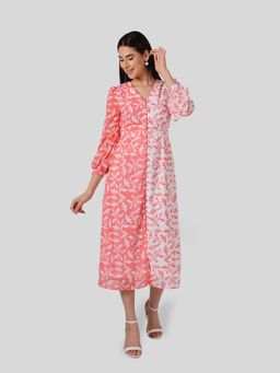 IS.U - Floral Half An Half Button Down Dress