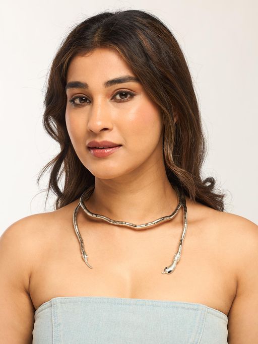 White Lies Bendable Snake Necklace Cum Bracelet
