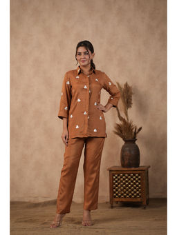 Masoomm - Brown Embroidered Co-Ord (Set of 2)