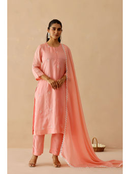 Masoomm - Pink Calla Embroidered Kurta with Pant and Dupatta (Set of 3)