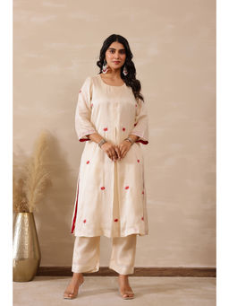 Masoomm - Rosy Pink Embroidered Kurta and Pant (Set of 2)