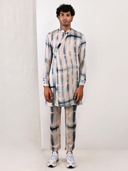Bohame - Alfie Blue And Grey Overlap Kurta (set Of 2)