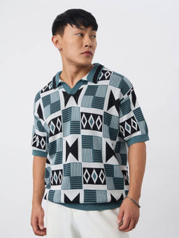 The Souled Store - Multi-Color Printed Oversized Fit Polo T-Shirt