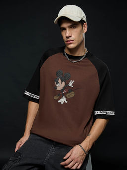 The Souled Store - Brown Printed Oversized Fit T-Shirt