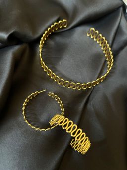 VARNIKA ARORA - Gold Plated Spiral Hoops and Choker