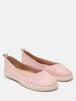 PAZZION - Women's Pink Tammy Ruched Round-Toe Ballerina