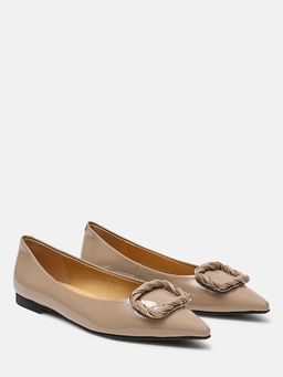 PAZZION - Women's Brown Jan Buckle Bow Ballerina