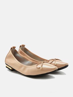PAZZION - Women's Beige Bow Ballerina