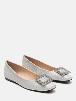 PAZZION - Women's Silver Gleam Luxe Ballerina