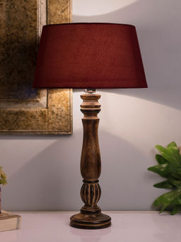Homesake - Victorian Black Table Lamp Red Shade