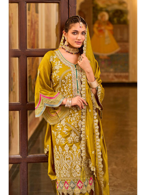 Buy Autumnlane Baljeet Amber Full Heavy Work Suit Kurta with Pant