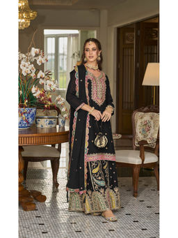 Autumnlane - Garja Onyx Full Heavy Work Kurta with Gharara and Dupatta (Set of 3)