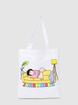 ONLY - Women Printed White Tote Bag