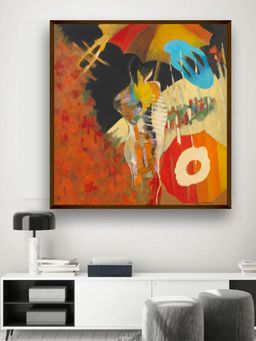 The Art House - Orange Black Abstract Painting Wall Art